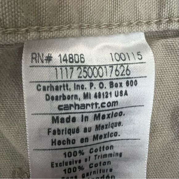 Men’s Carhartt Carpenter Shorts Size 42 Khaki Beige Chino Cargo Workwear - Picture 7 of 11